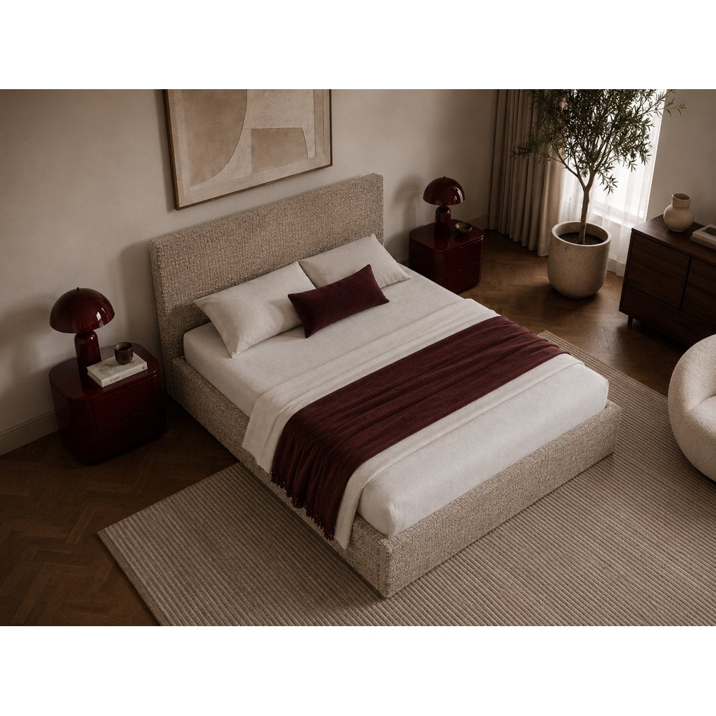 Letto imbottito Semplice 160x200 cm grigio beige con contenitore - NN-SEM-FUR-BED-GREBEI-597 - foto 3