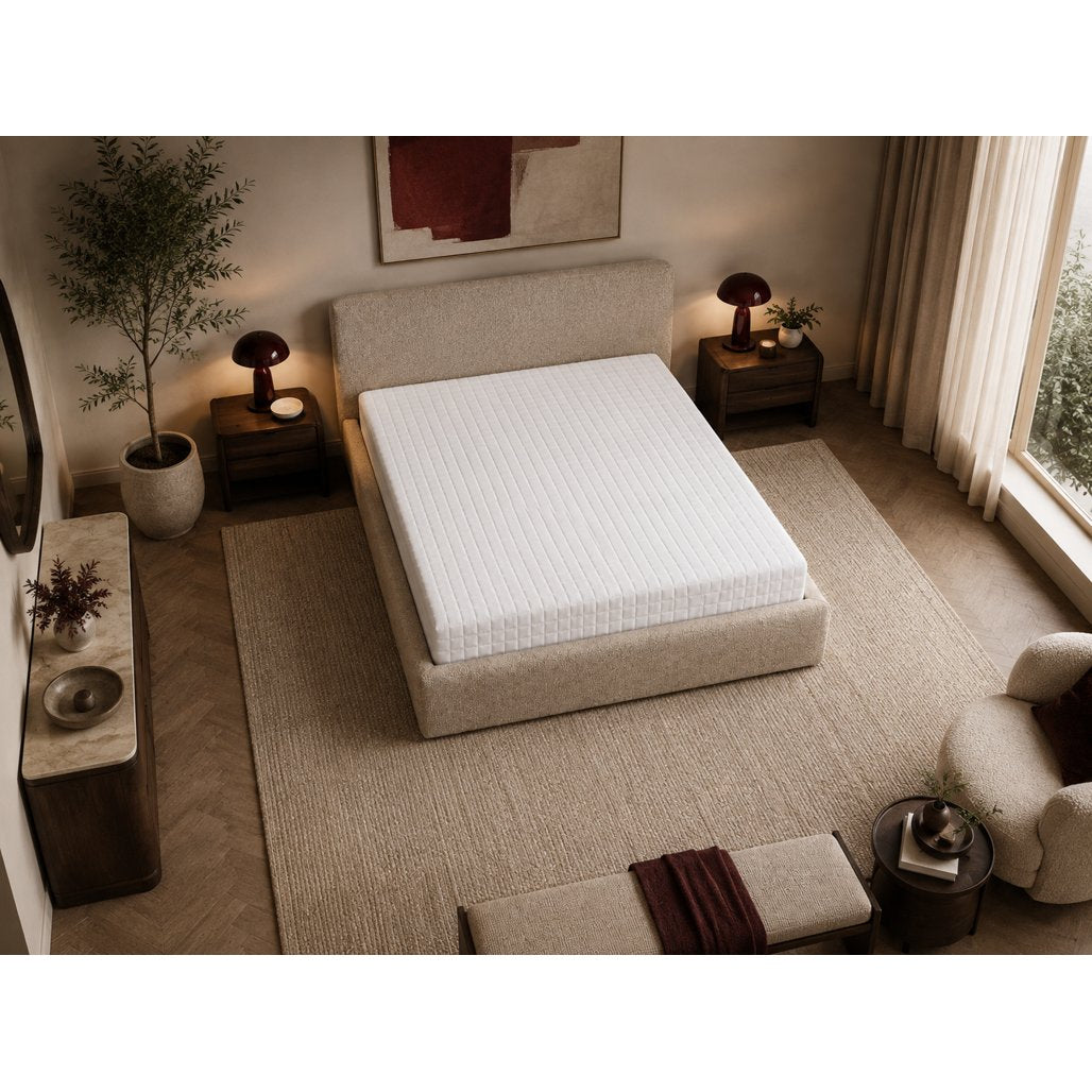 Letto imbottito Semplice 180x200 cm beige con contenitore - NN-SEM-FUR-BED-BEI-592