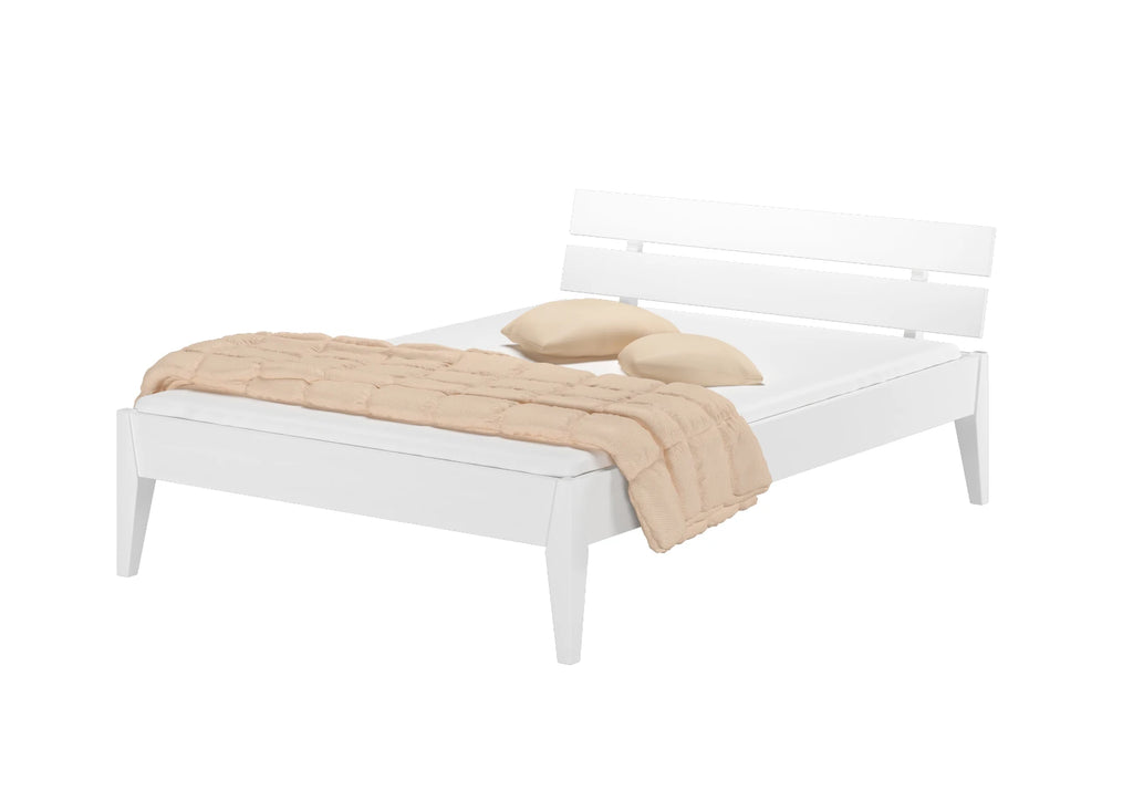 Letto singolo Torino SL in legno di pino bianco, dimensioni 210x96 cm, design moderno con testata a doghe.