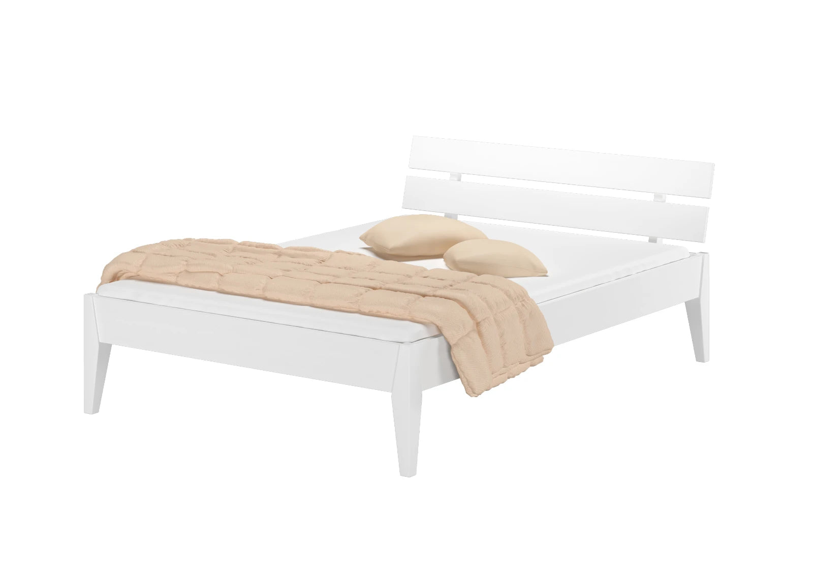 Letto singolo Torino SL in legno di pino bianco, dimensioni 210x96 cm, design moderno con testata a doghe.