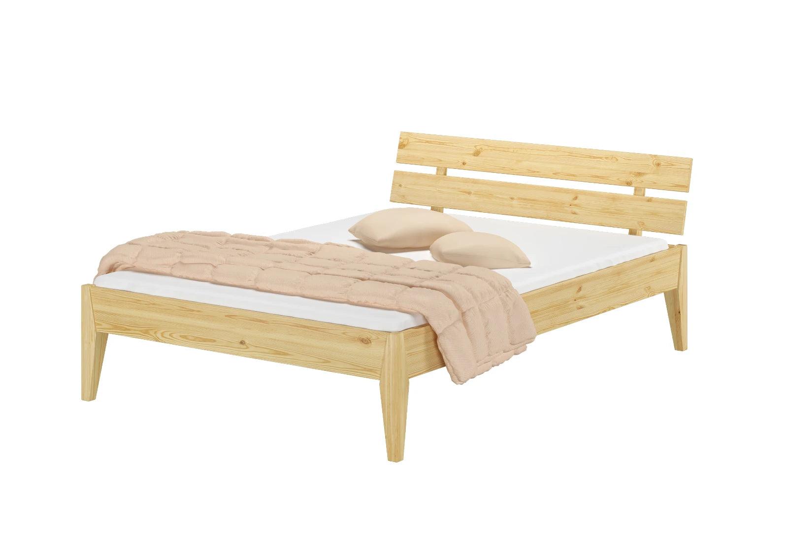Letto singolo Torino SL in legno di pino laccato, dimensioni 210x96 cm, design moderno con testata a doghe.