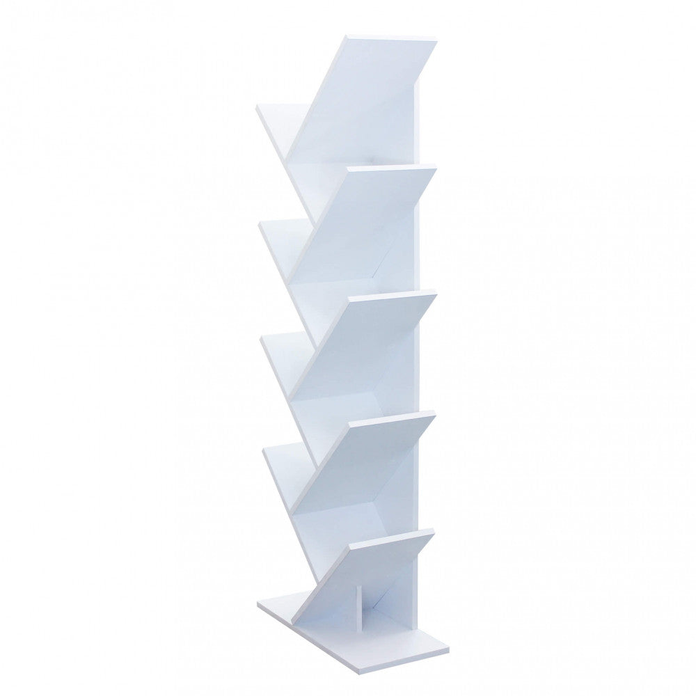 Profilo laterale della libreria Ariane che sottolinea la sua profondità ridotta e la silhouette architettonica moderna.