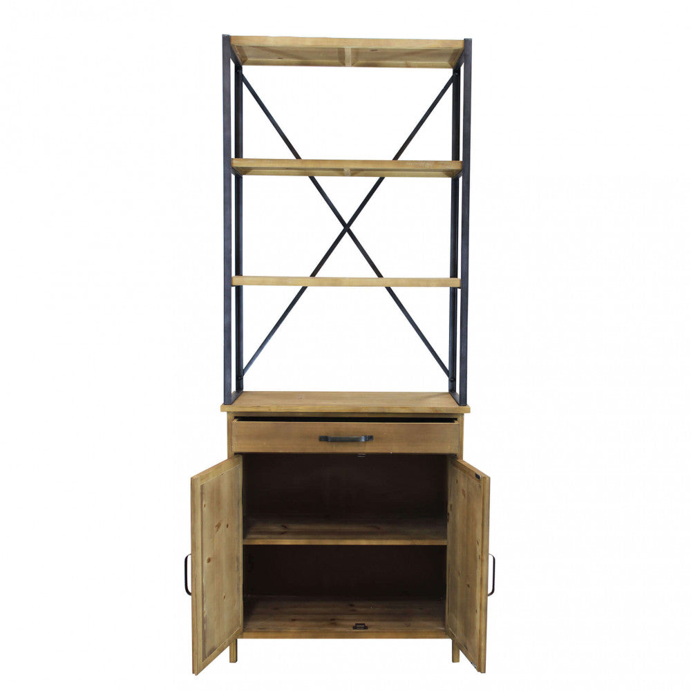 Vista Frontale Libreria Eugene alta e spaziosa, perfetta per organizzare libri e oggetti decorativi in soggiorno o studio | Albert Stock