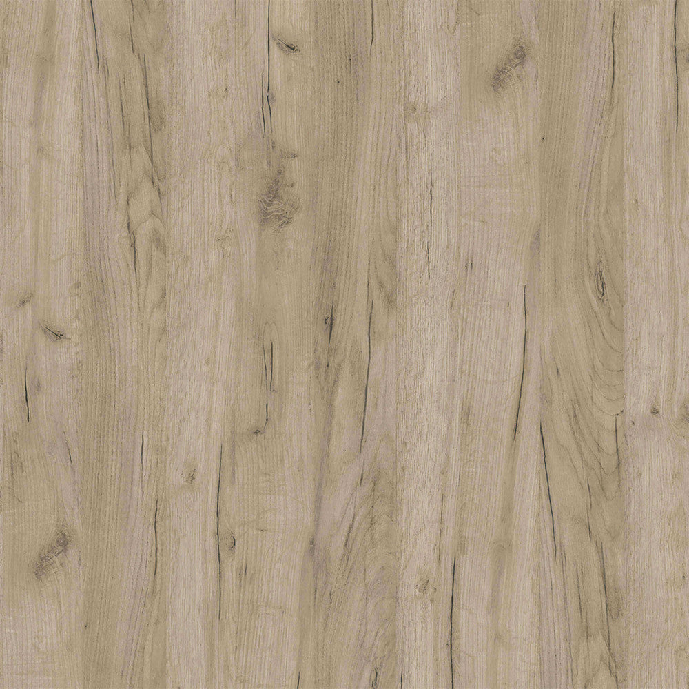 Dettaglio ravvicinato della texture in rovere grigio del truciolare bilaminato con venature tattili.