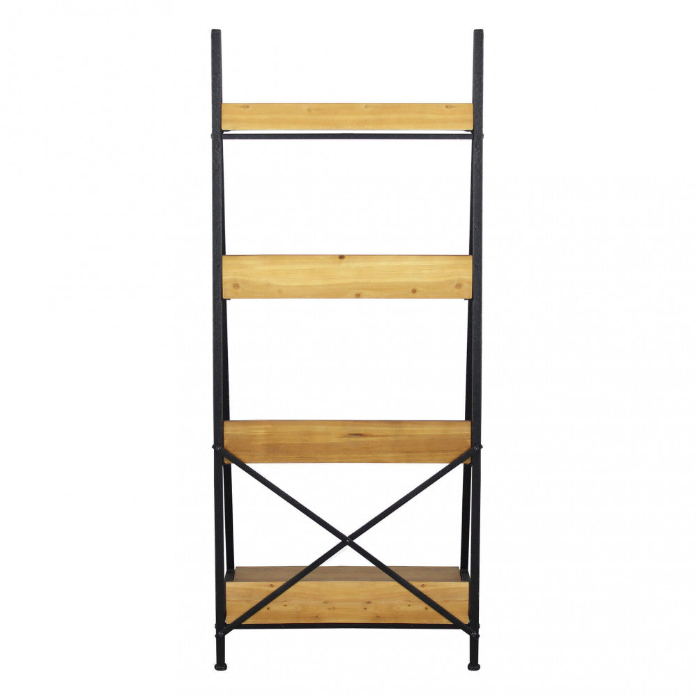 Vista Retro Libreria Mobile Basil compatta colore marrone, ideale per organizzare libri e oggetti | Albert Stock