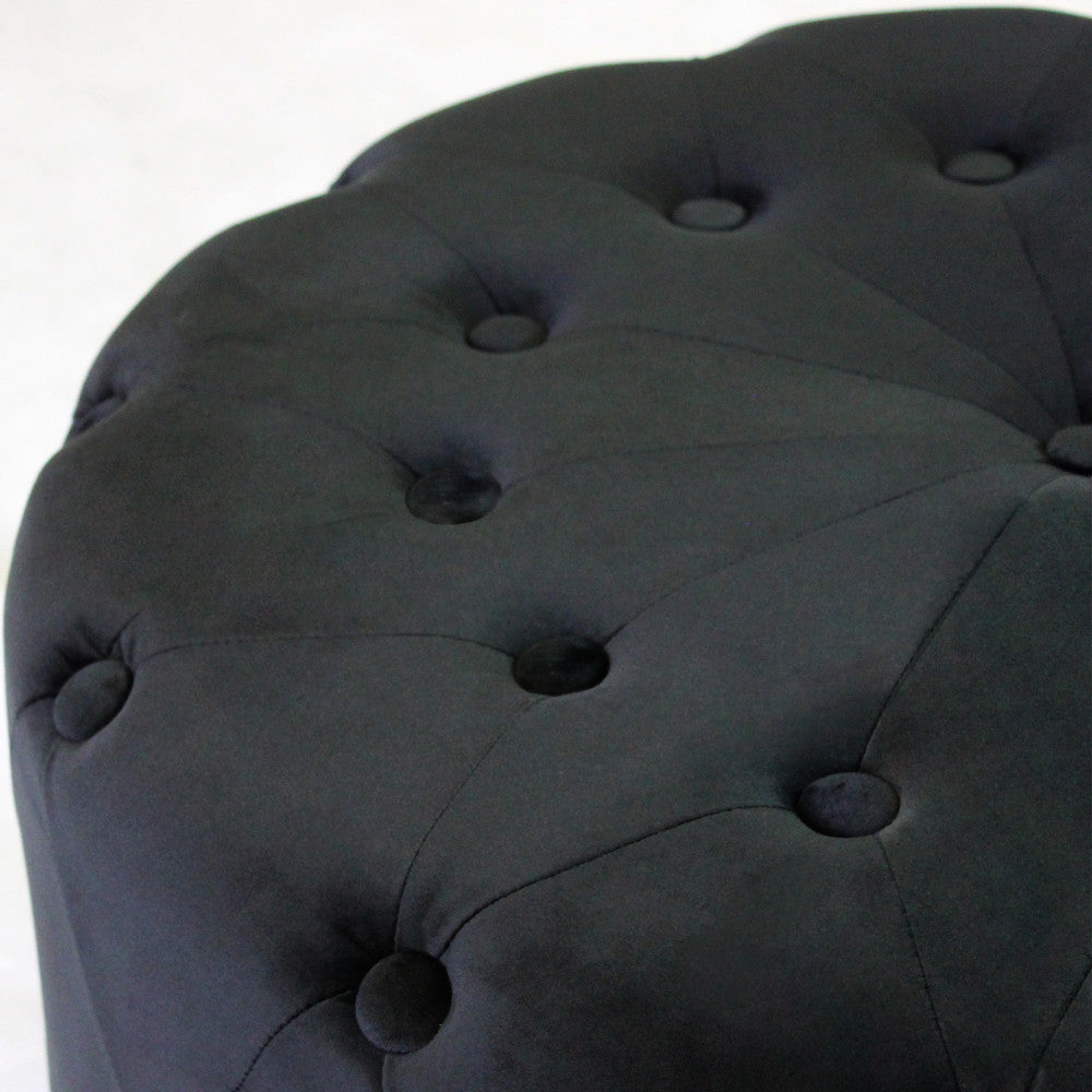 POUF ROTONDO IN VELLUTO NERO