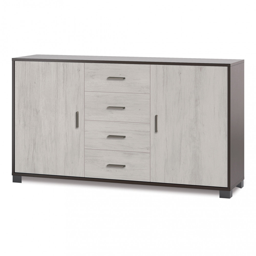 Madia 2 Ante e 4 Cassetti Titanio e Quercia Bianco - MG808849 - foto 4