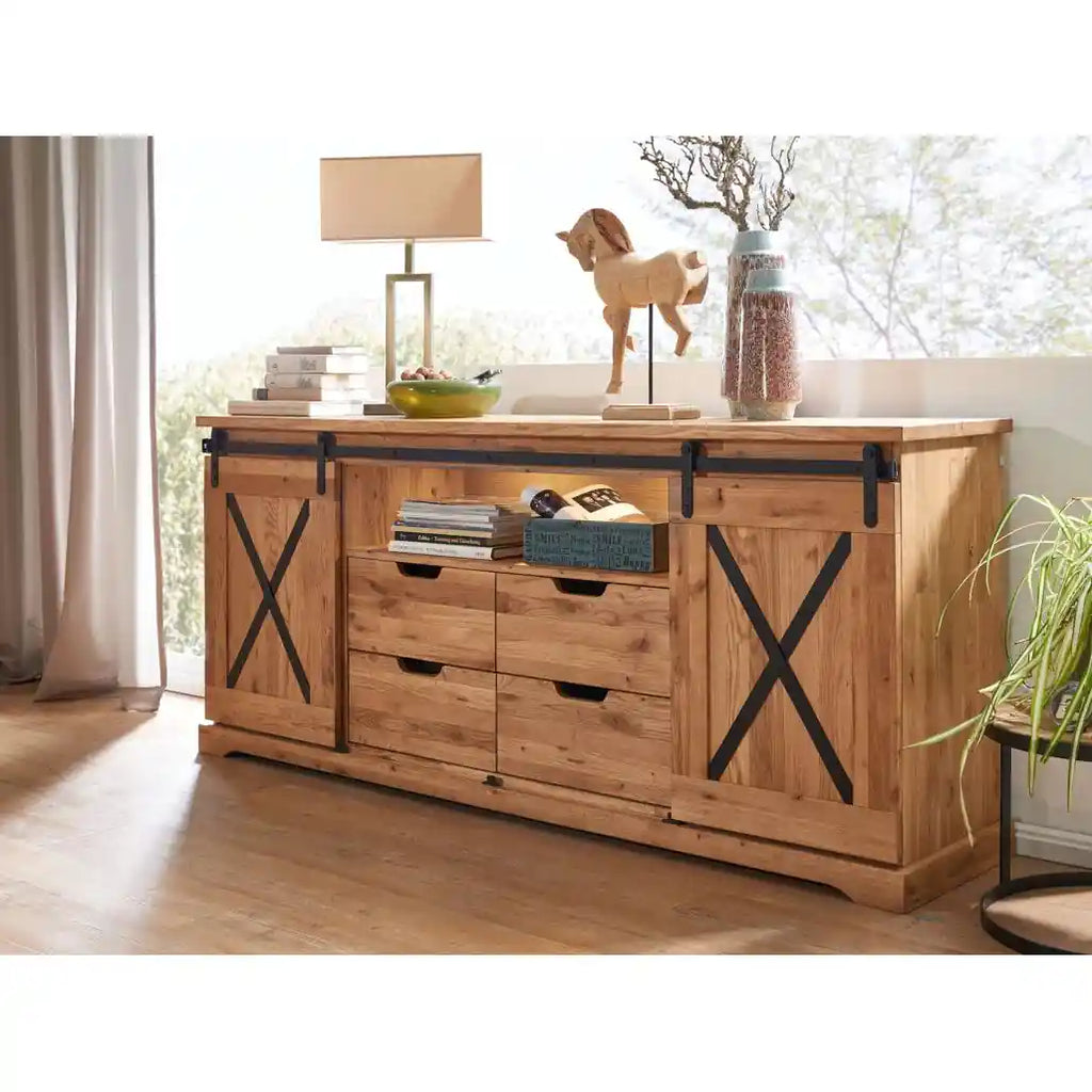 Il Mobile TV Nyks I ambientato in un soggiorno con arredamento moderno, che ne sottolinea l'eleganza e l'integrazione stilistica | Albert Stock