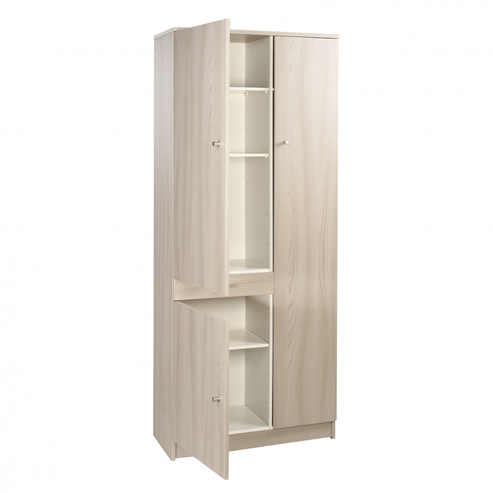 Mobile contenitore 3 ante 1 cassetto olmo chiaro by Albert, ambientato in soggiorno con decorazioni