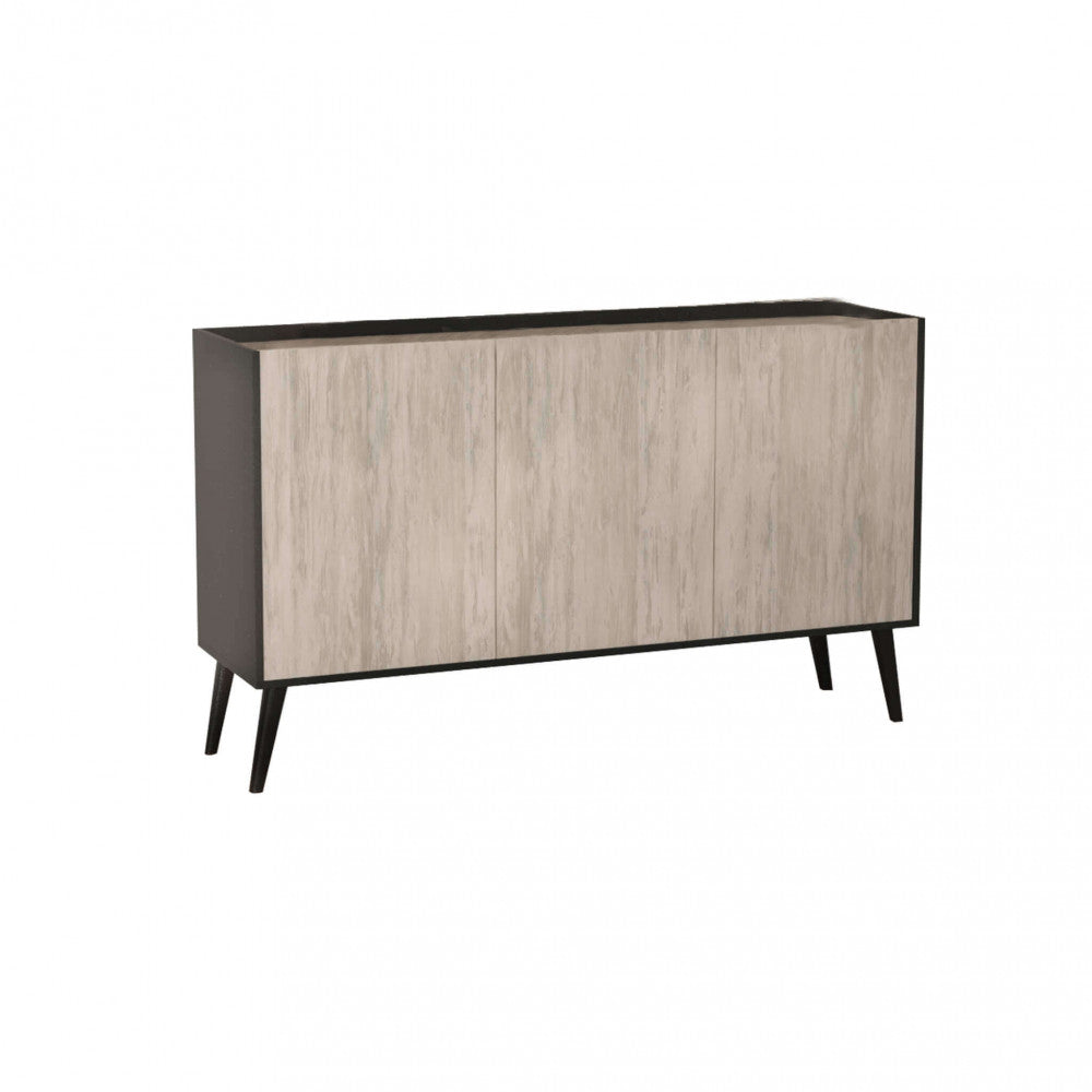 Credenza MK801521 isolata su sfondo bianco, che mostra il contrasto tra legno e finitura scura.