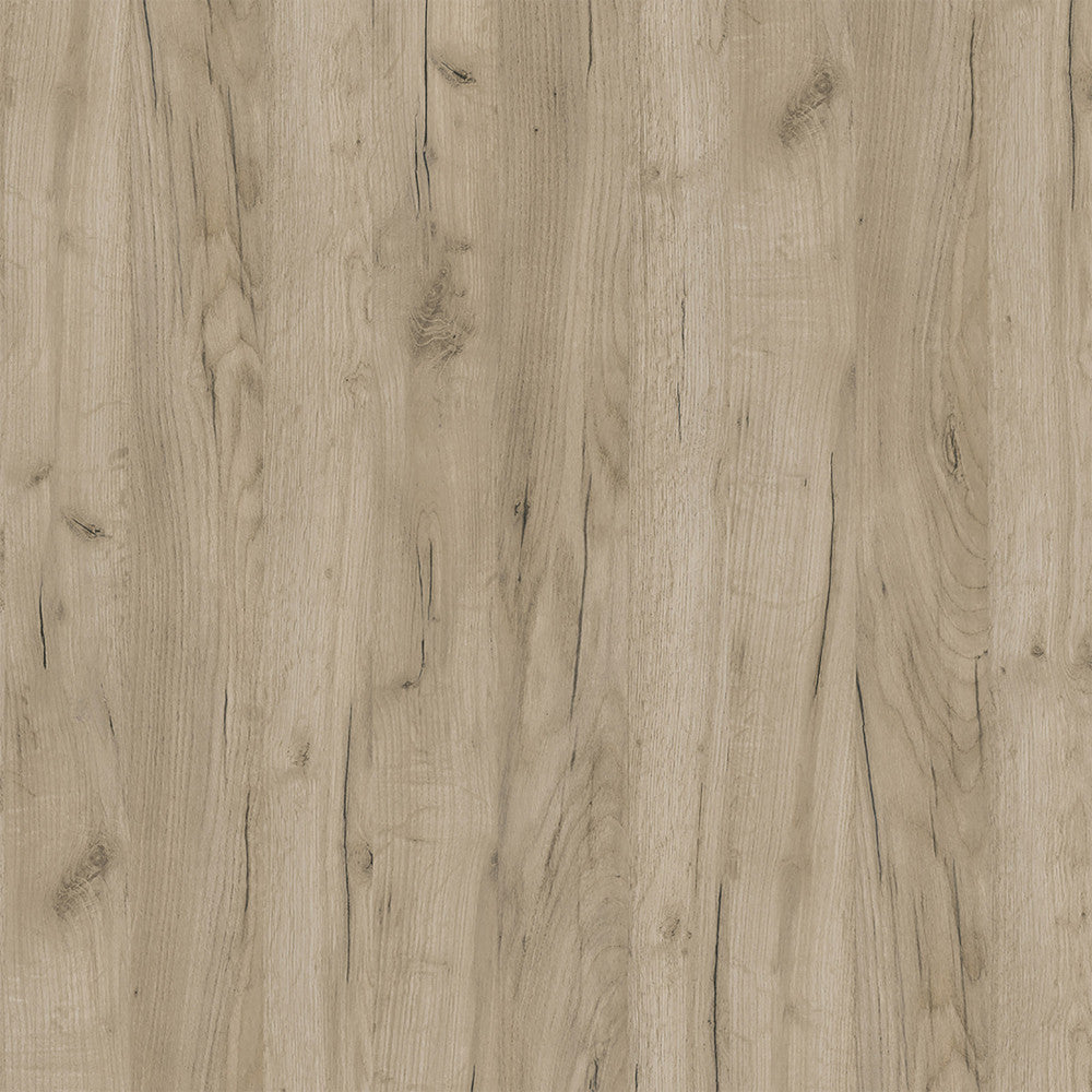 Texture ravvicinata del truciolare bilaminato finitura rovere grigio, con venature del legno a vista.
