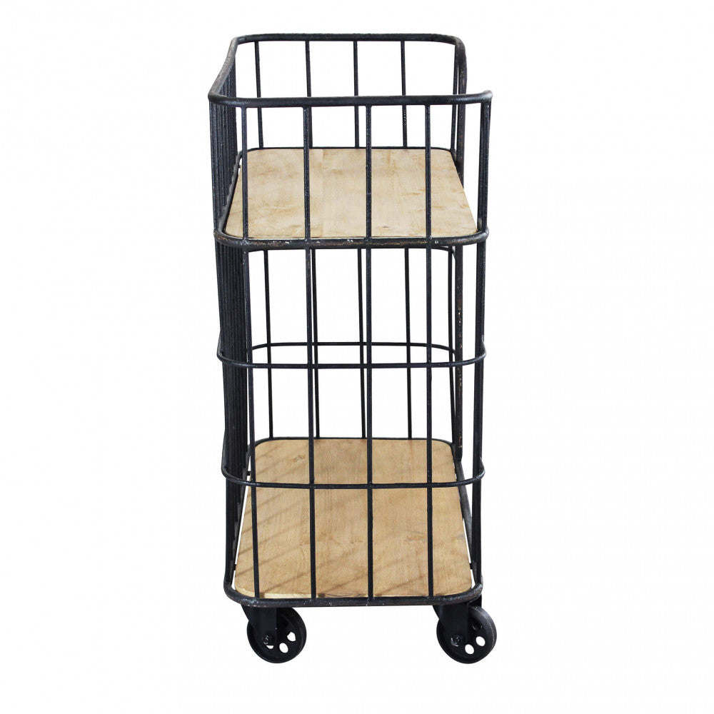 Profilo laterale del mobile libreria che mostra la profondità ridotta e il design a gabbia.