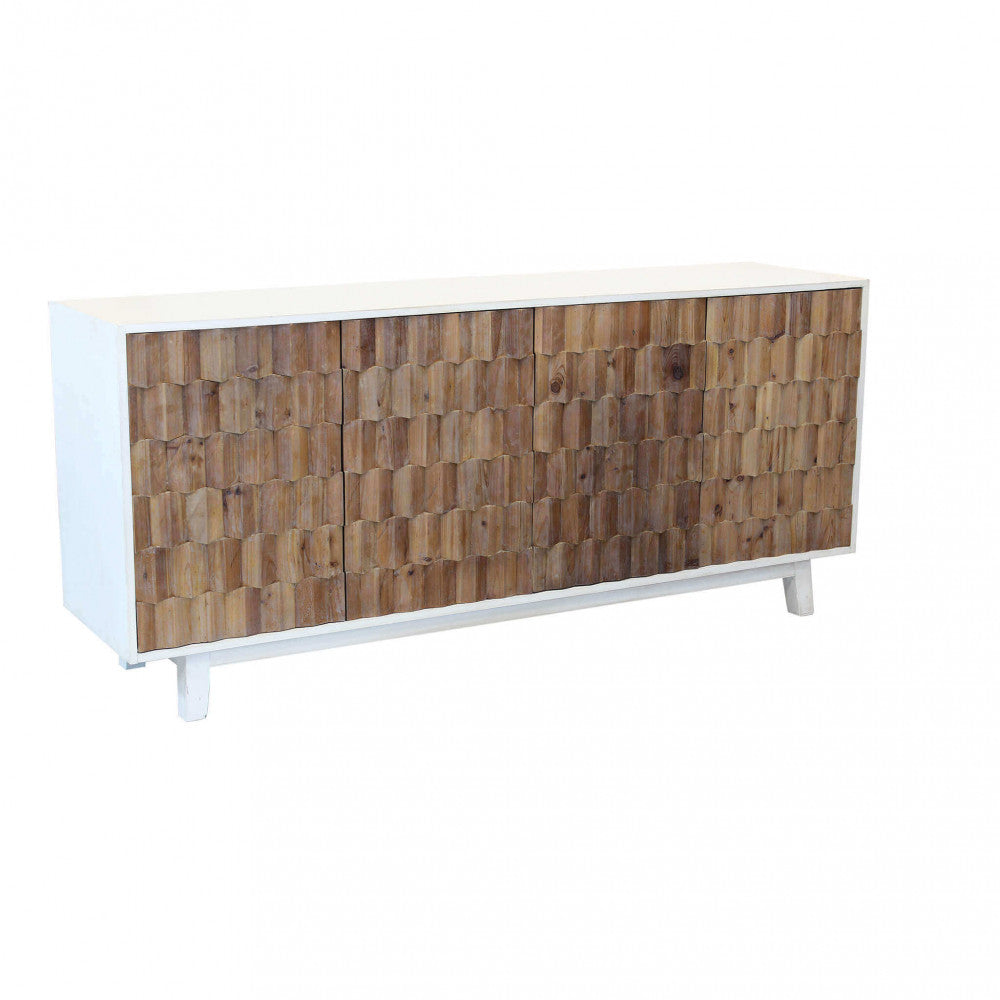 Vista frontale della credenza ANTWAN isolata su sfondo bianco, che mostra il design geometrico.