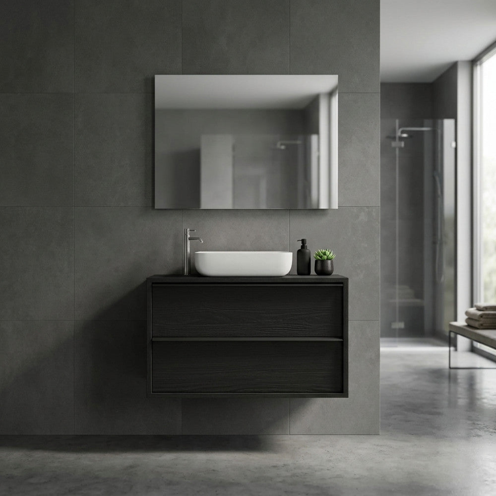 Mobile Bagno Sospeso Francesco 92 cm Nero Bruciato - ML802414 - foto 2