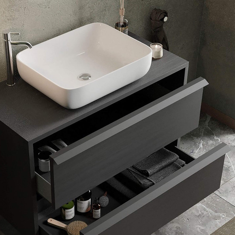 Mobile Bagno Sospeso Francesco 92 cm Nero Bruciato - ML802414 - foto 4