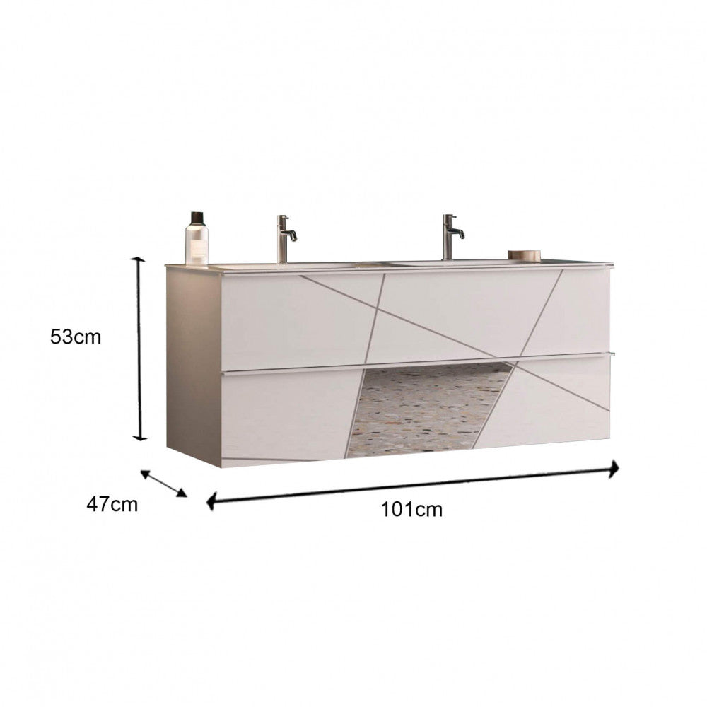 Mobile Bagno Sospeso Leonardo 100 cm Bianco Lucido - ML802420 - foto 5