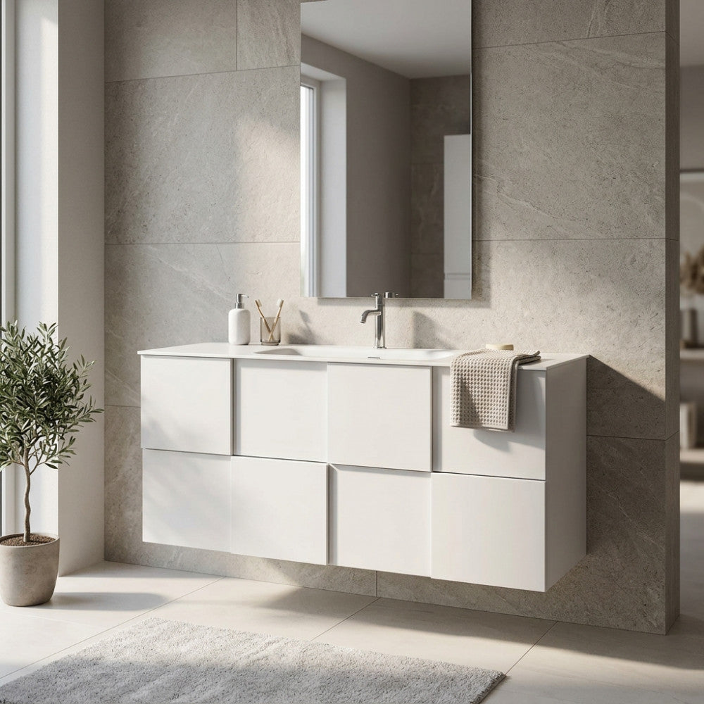 Mobile Bagno Sospeso Lorenzo 100 cm Bianco Lucido - ML802417