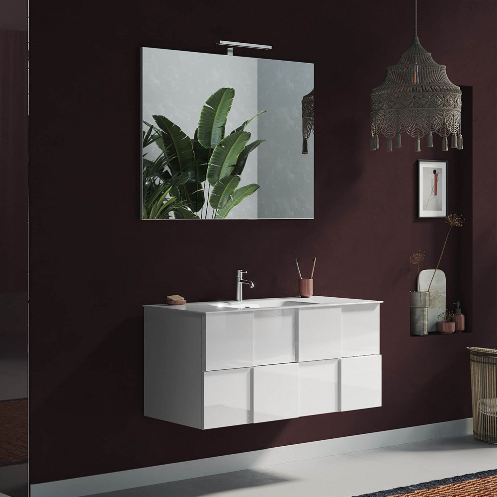 Mobile Bagno Sospeso Lorenzo 100 cm Bianco Lucido - ML802417 - foto 4