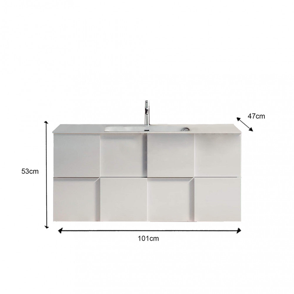 Mobile Bagno Sospeso Lorenzo 100 cm Bianco Lucido - ML802417 - foto 5