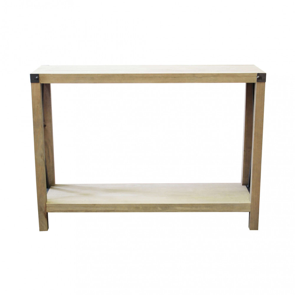 Mobile Baptist elegante in legno marrone e struttura in acciaio antracite, stile industriale | Albert Stock