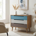 Cassettiera Cosma Brisbane in legno naturale con tre cassetti multicolor