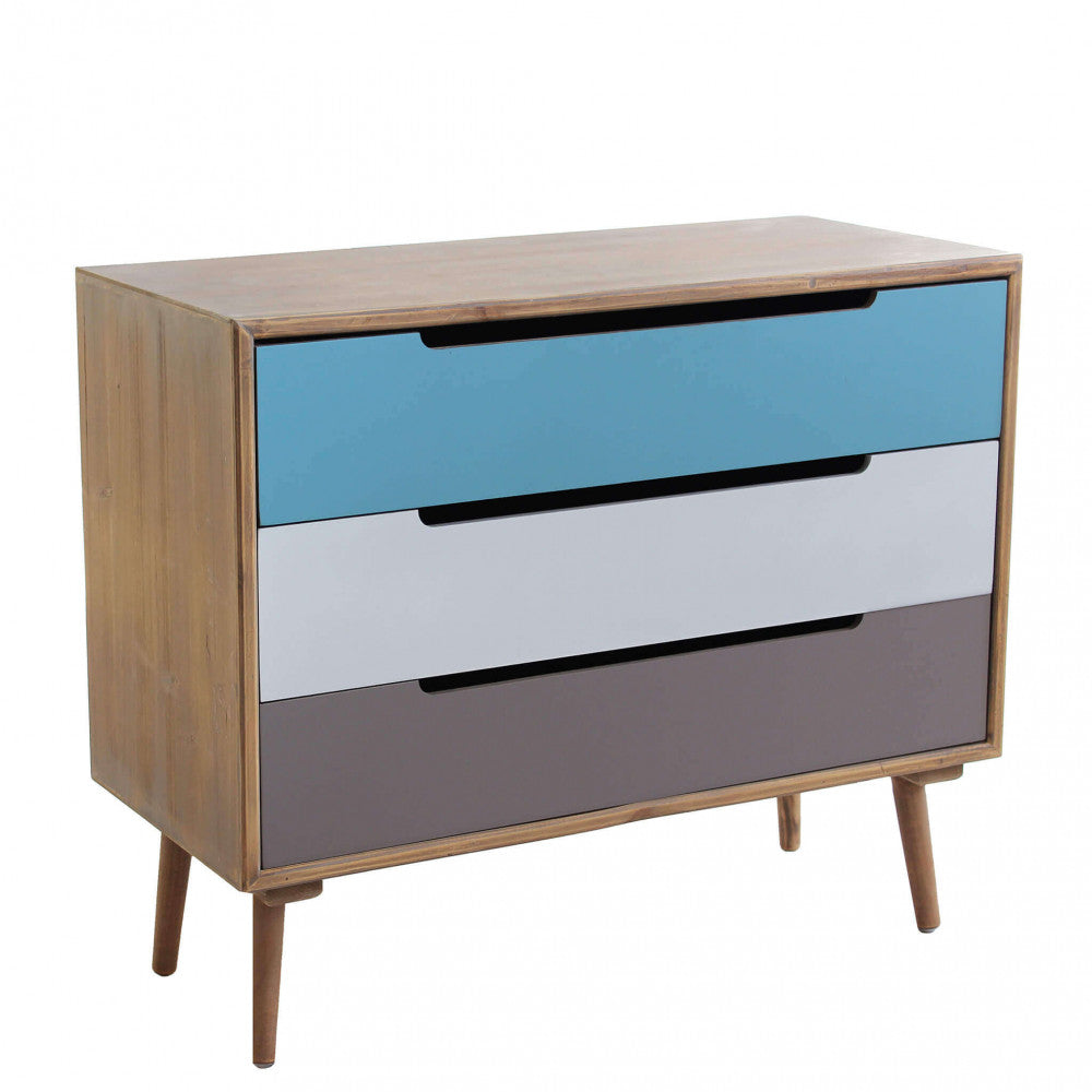 Vista laterale del mobile Cosma Brisbane con gambe affusolate in legno