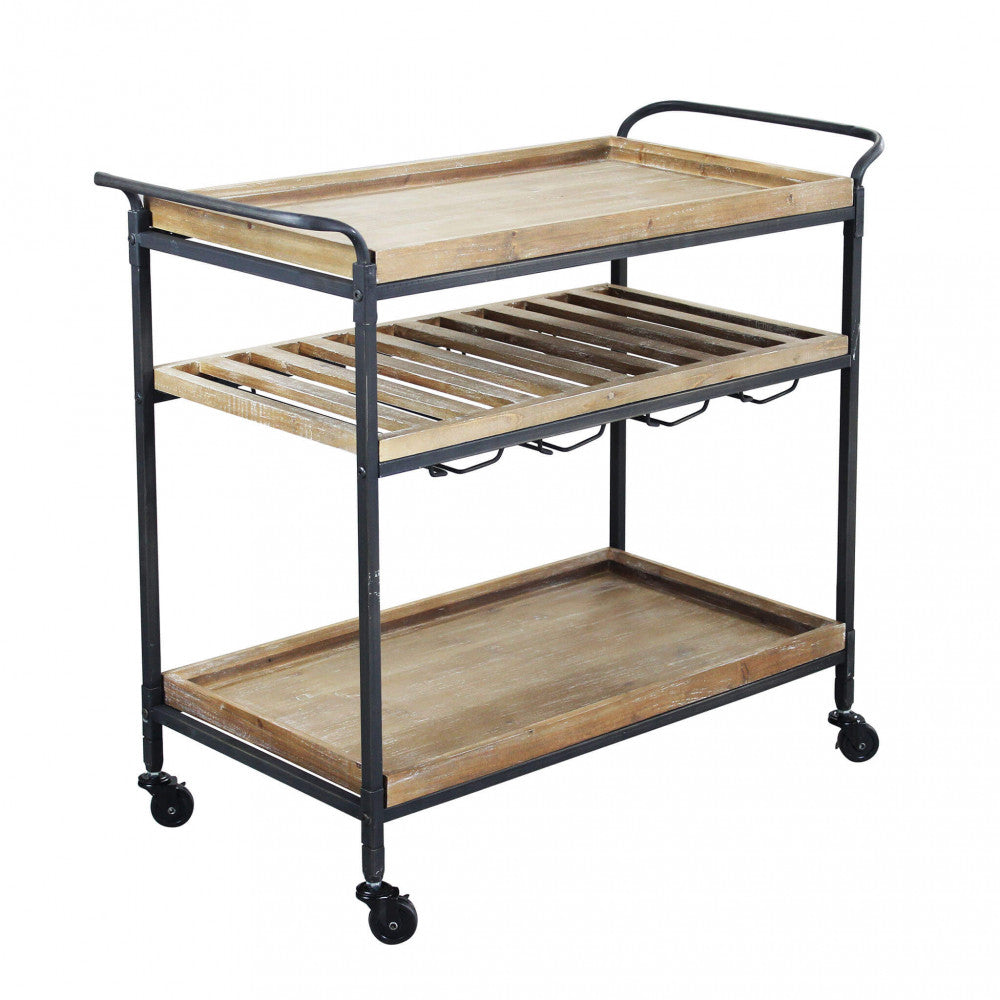 Mobile Camron in stile industriale moderno con tre ripiani, perfetto per soggiorno o studio | Albert Stock