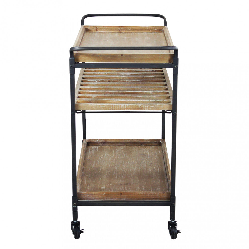 Mobile libreria Camron con struttura in metallo nero e ripiani in legno marrone Vista Laterale | Albert Stock