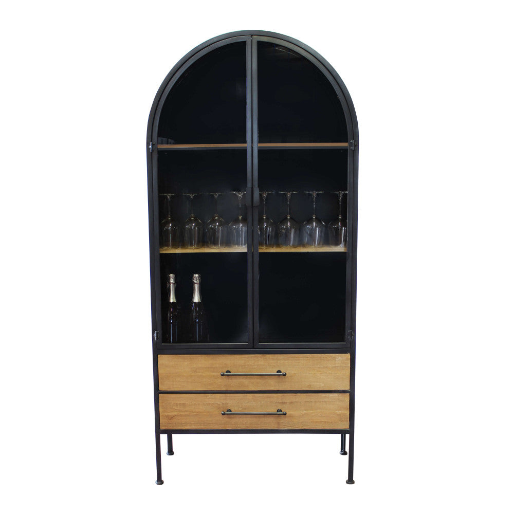 Mobile Chadwick credenza in legno marrone e struttura in acciaio antracite, stile industriale | Albert Stock