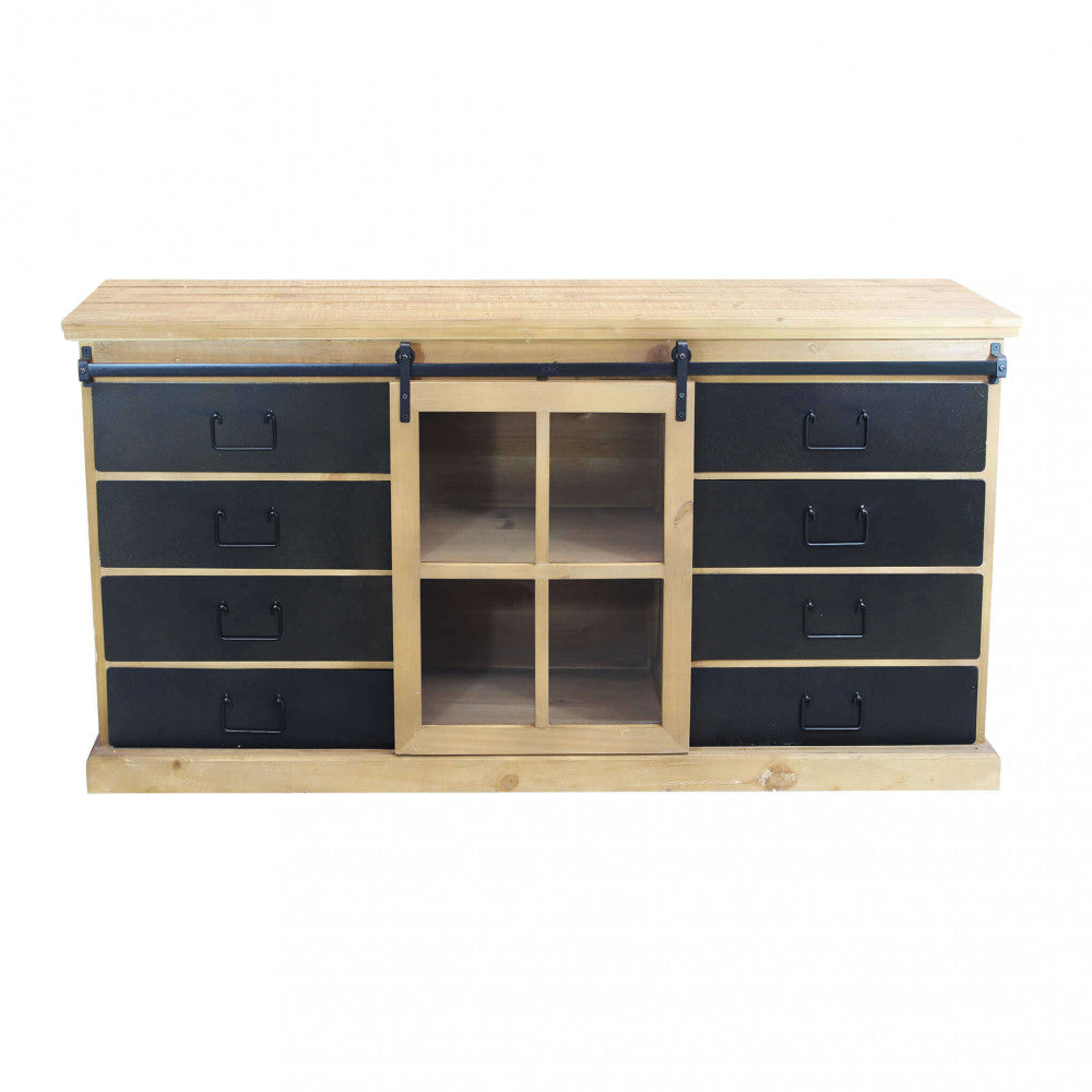 Mobile Cordell credenza in legno marrone e struttura in acciaio nero, stile industriale | Albert Stock