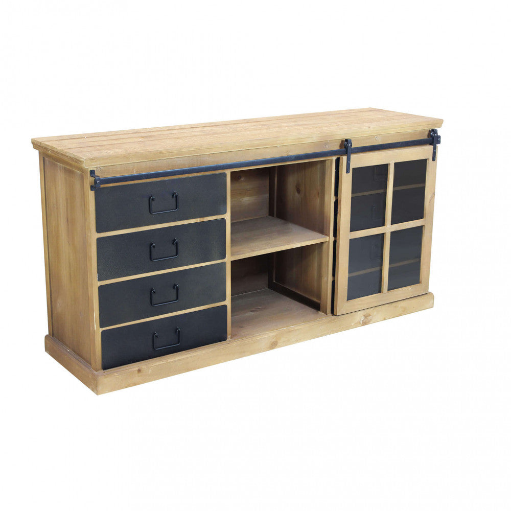 Credenza moderna Mobile Cordell per soggiorno e sala da pranzo, con ampio spazio di archiviazione | Albert Stock