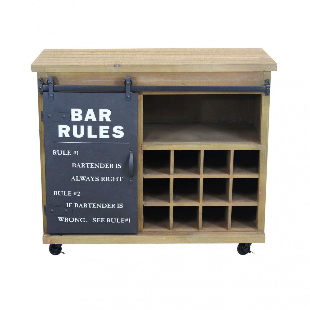 Mobile Curt credenza in legno marrone e struttura in acciaio nero, stile industriale Vista Frontale 2 | Albert Stock