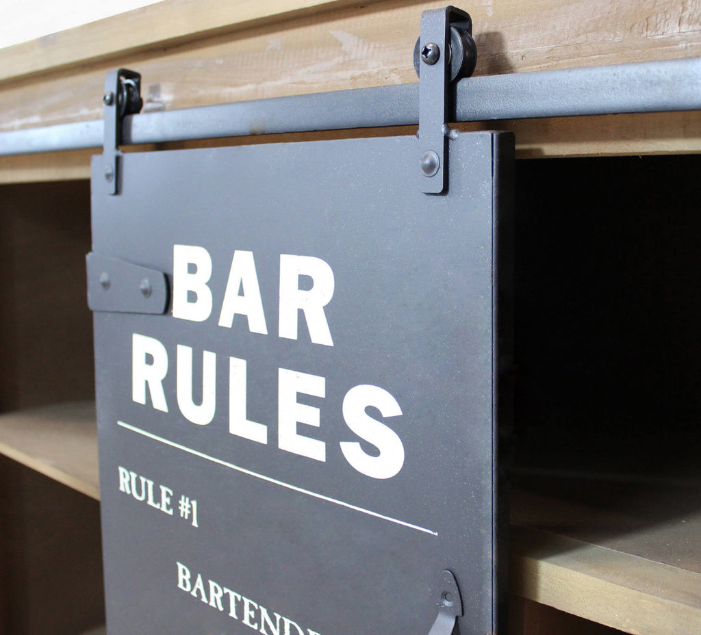 Mobile Curt credenza in legno marrone e struttura in acciaio nero, stile industriale Dettaglio Anta Scorrevole | Albert Stock