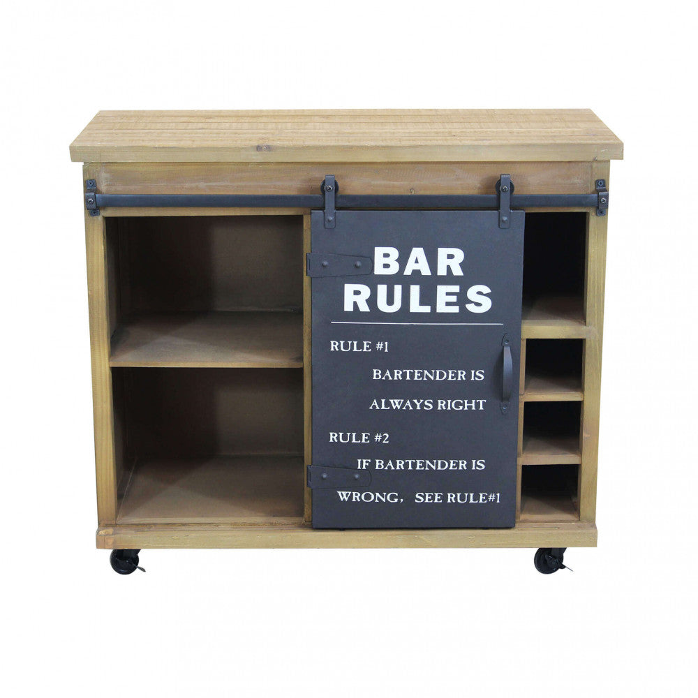 Mobile Curt credenza in legno marrone e struttura in acciaio nero, stile industriale Vista Frontale | Albert Stock