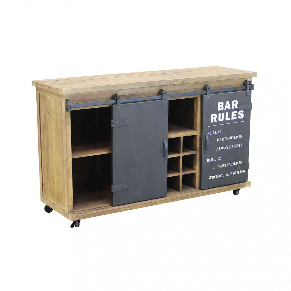 Mobile Edmond credenza in legno marrone e struttura in acciaio antracite, stile industriale con ante scorrevoli | Albert Stock