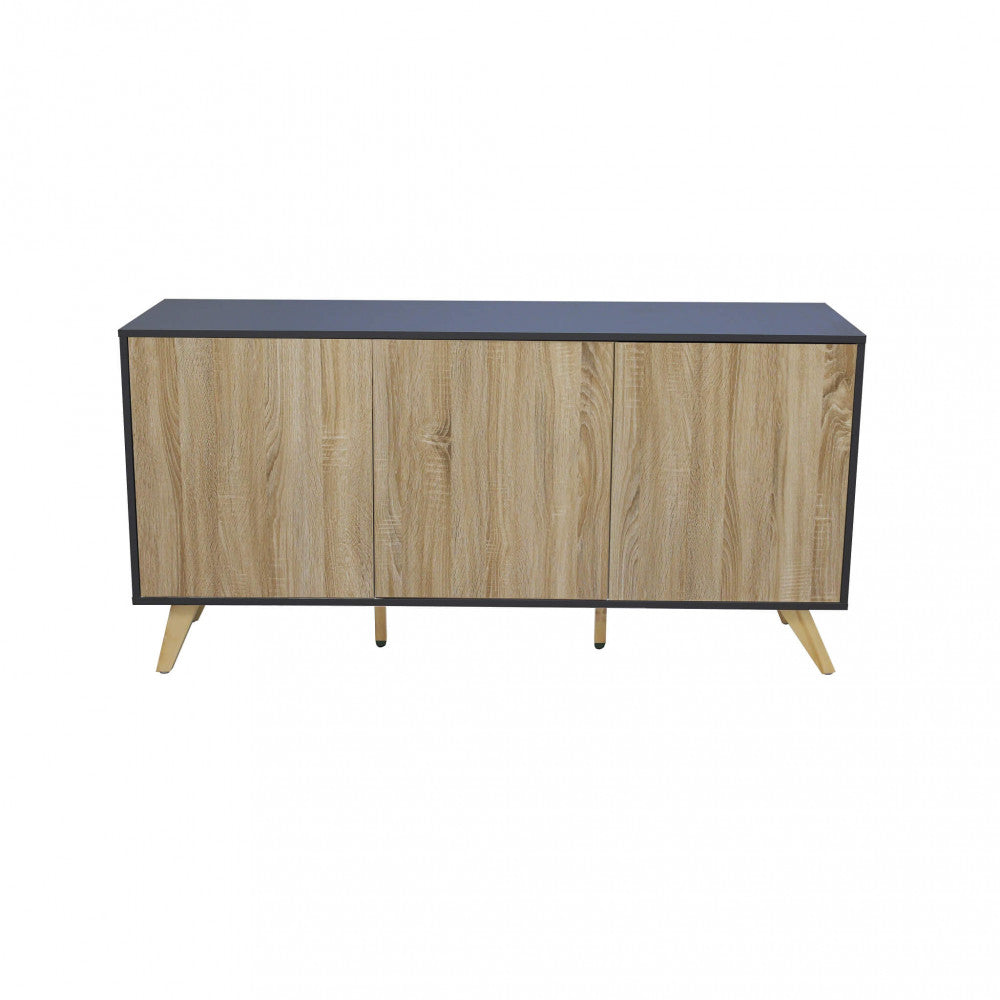 Vista frontale della credenza Elton in truciolare bilaminato, isolata su sfondo bianco.