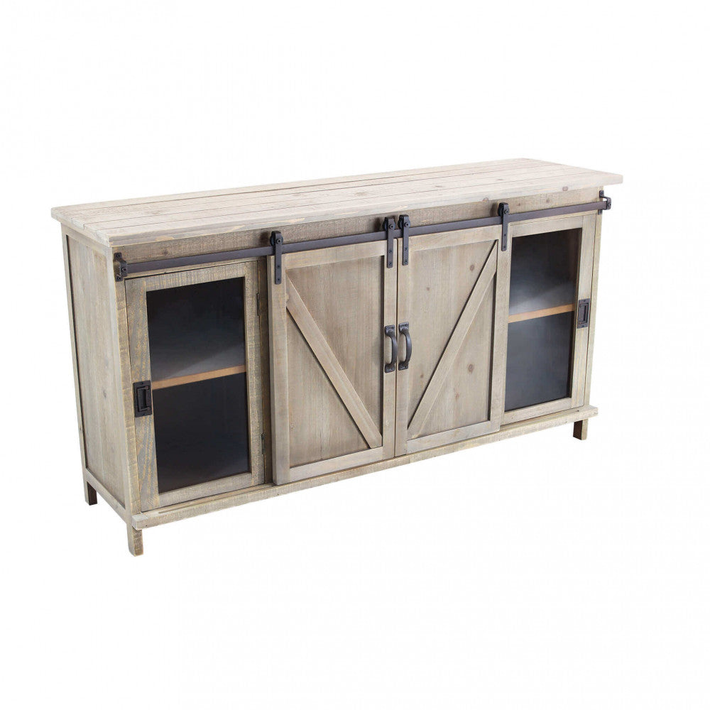 Mobile Ethan credenza in legno marrone e struttura in acciaio nero, stile industriale | Albert Stock