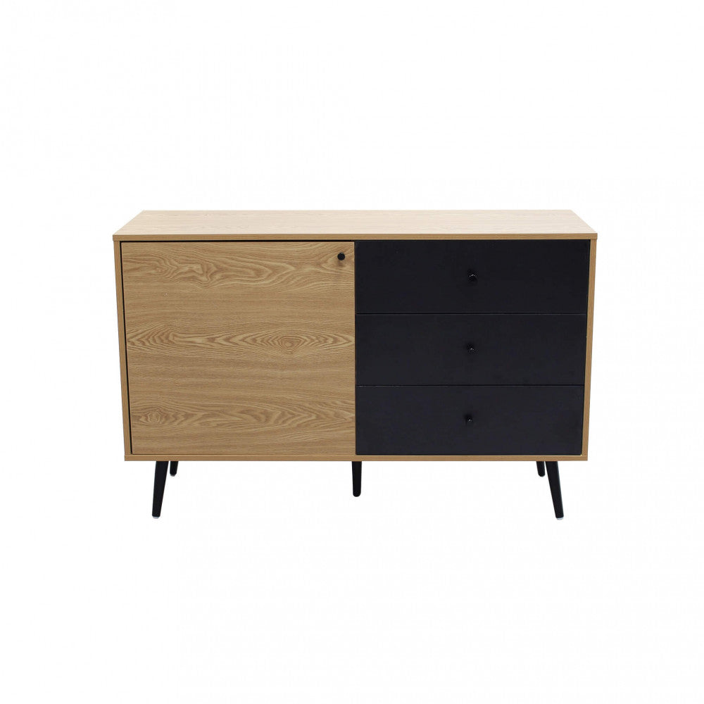 Vista frontale completa della credenza Evan su sfondo bianco.