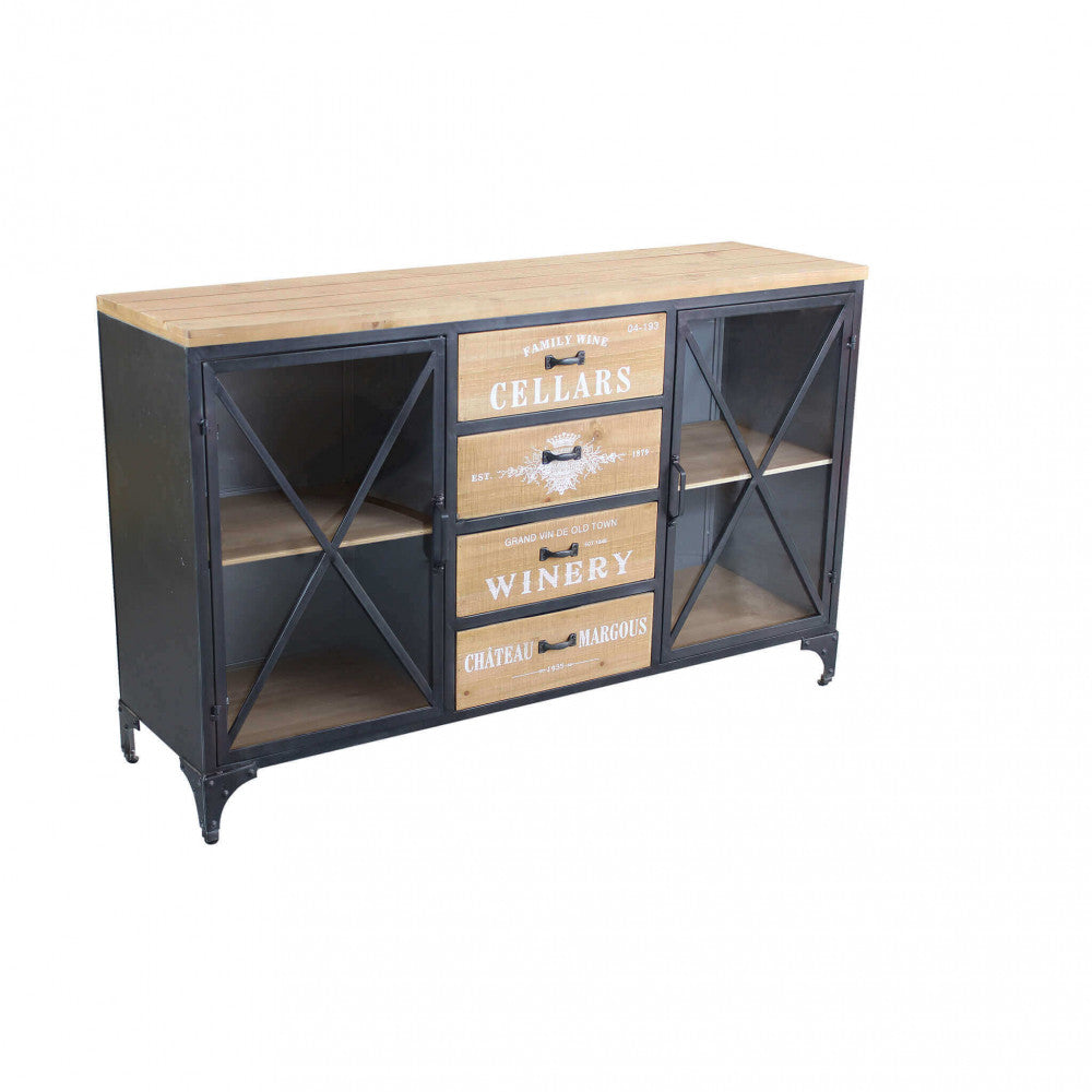 Vista frontale isolata della credenza Fraser su sfondo bianco.