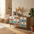 Cassettiera Cosma Jasper in legno naturale con cassetti multicolor
