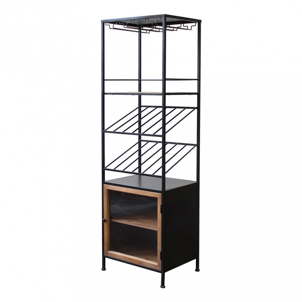 Credenza Mobile Mik con anta, porta bottiglie e porta bicchieri integrati | Albert Stock