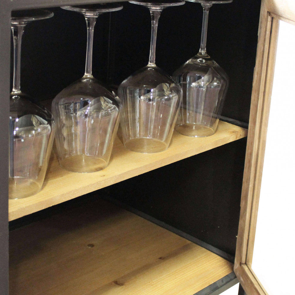 Credenza Mobile Mik con anta, porta bottiglie e porta bicchieri integrati | Albert Stock