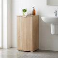 Mobiletto MR805072 in truciolare bilaminato marrone chiaro ambientato in un bagno moderno.