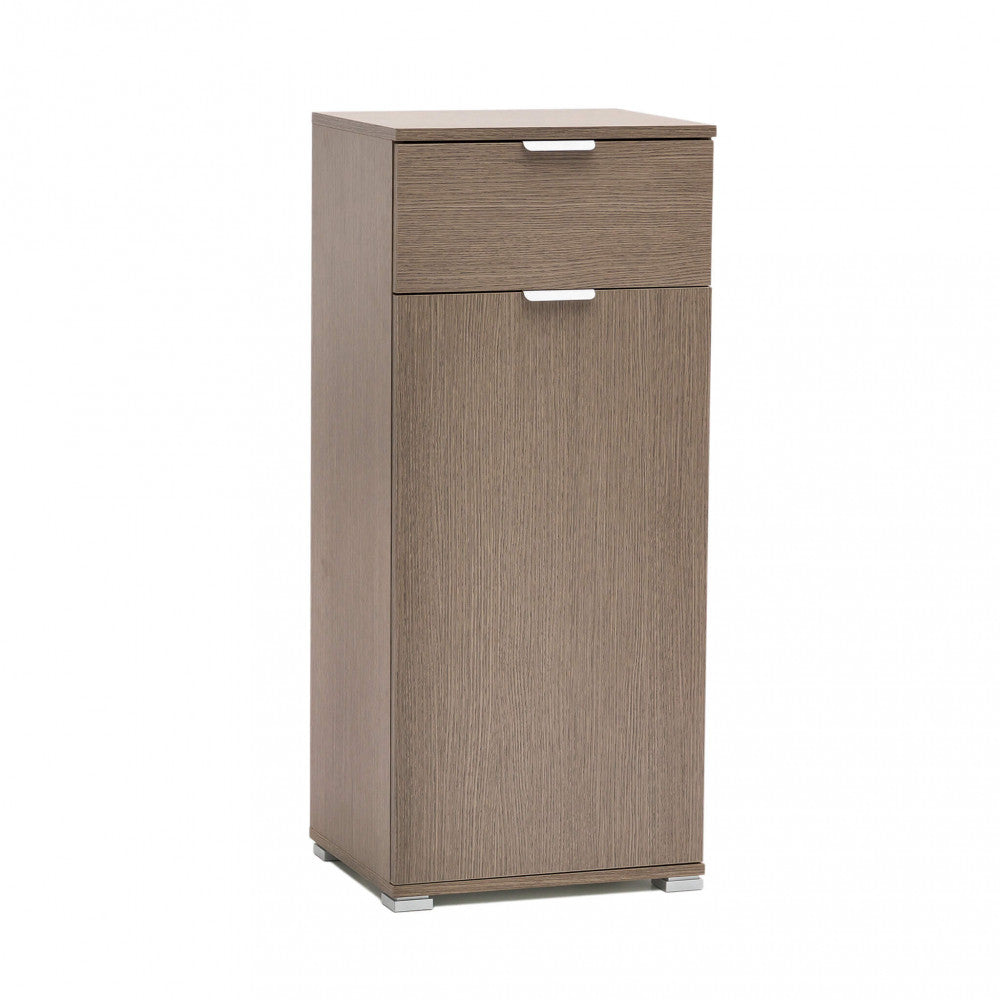 Vista frontale del mobiletto MR805007 isolato su sfondo bianco, che evidenzia la finitura in rovere grigio.