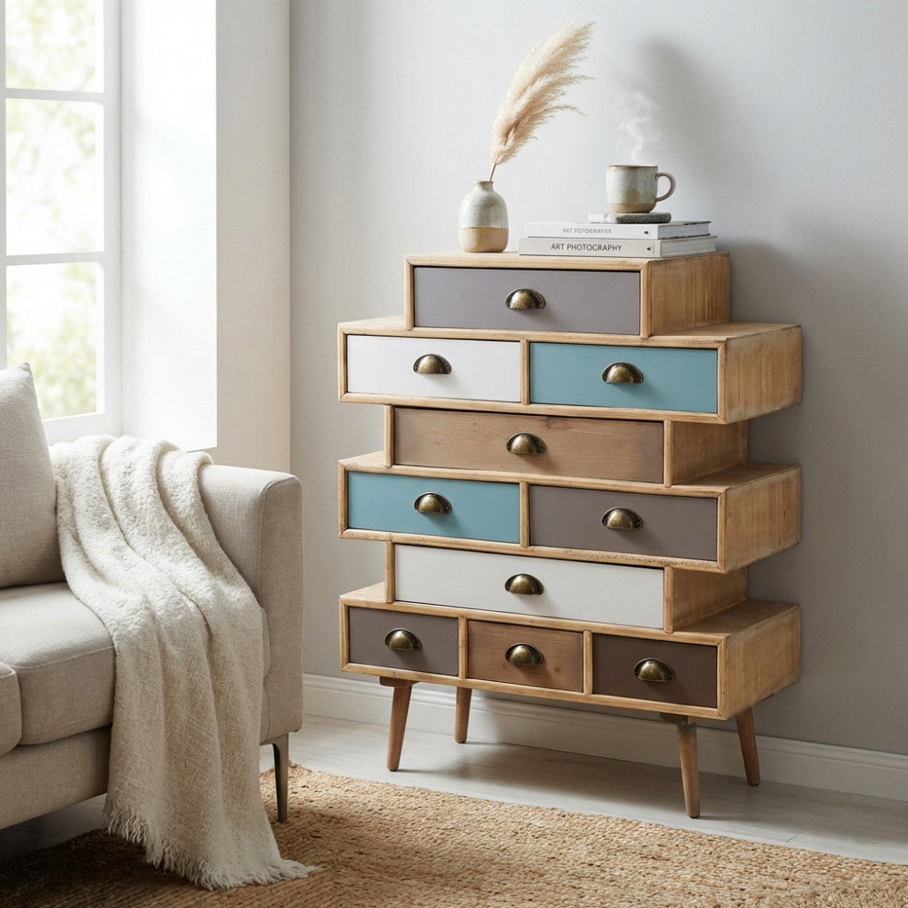 Cassettiera Cosma Kingston in legno multicolore