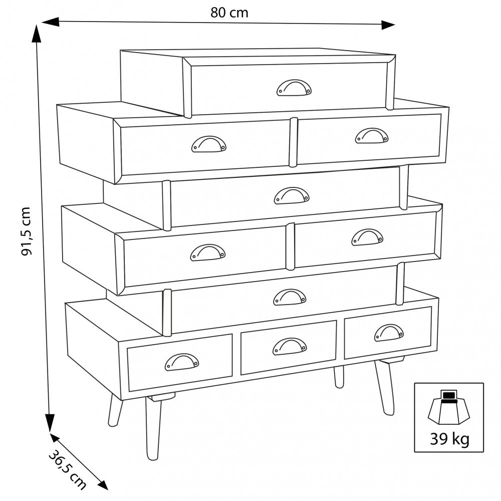 Cosma Cassettiera con Design Asimmetrico a Blocchi