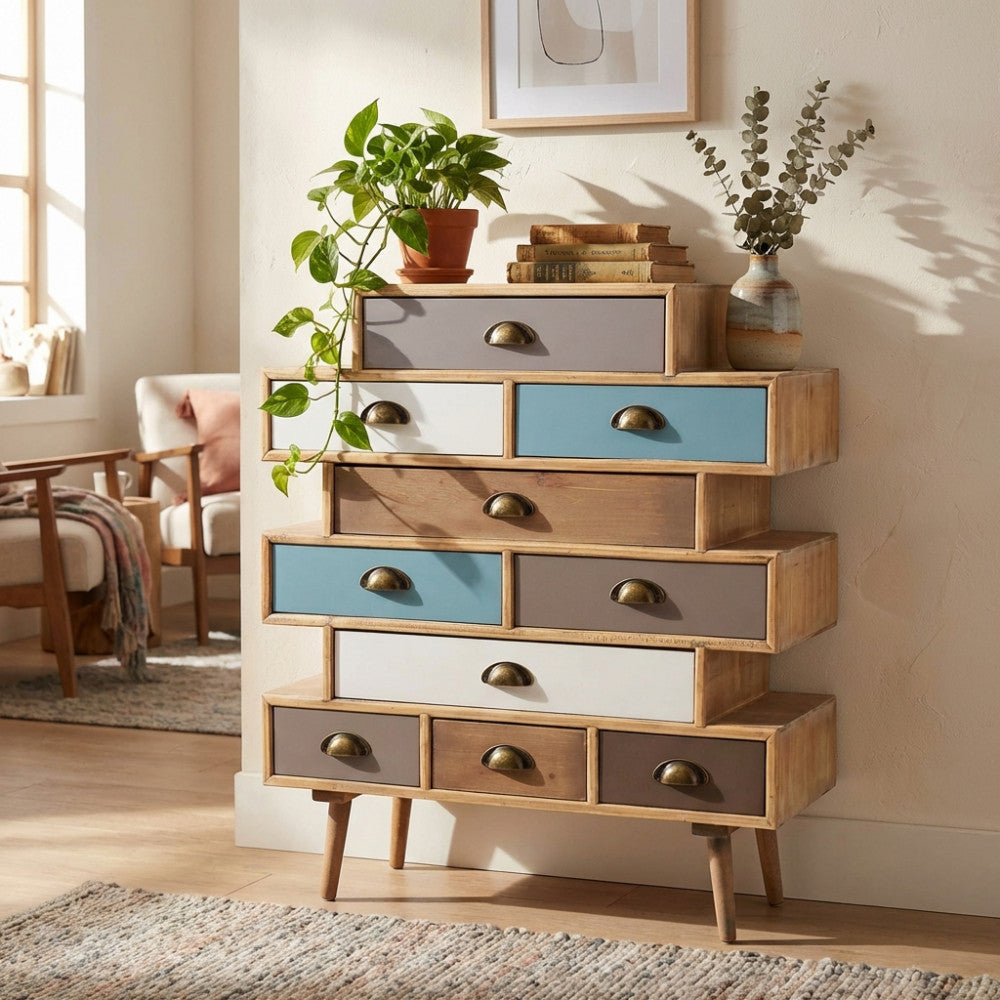 Cosma Cassettiera con Design Asimmetrico a Blocchi