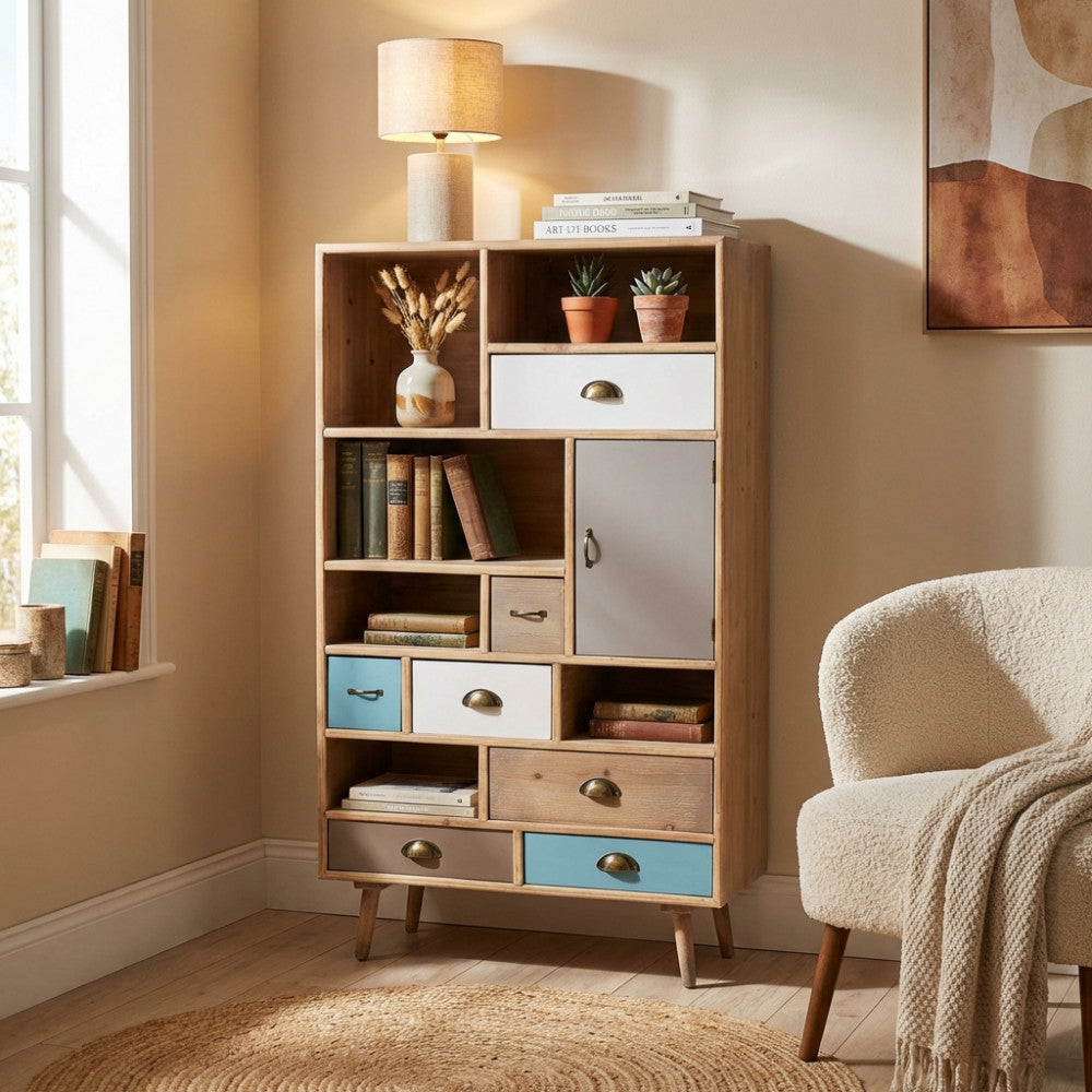 Mobiletto Cosma Perth in legno naturale con cassetti multicolore