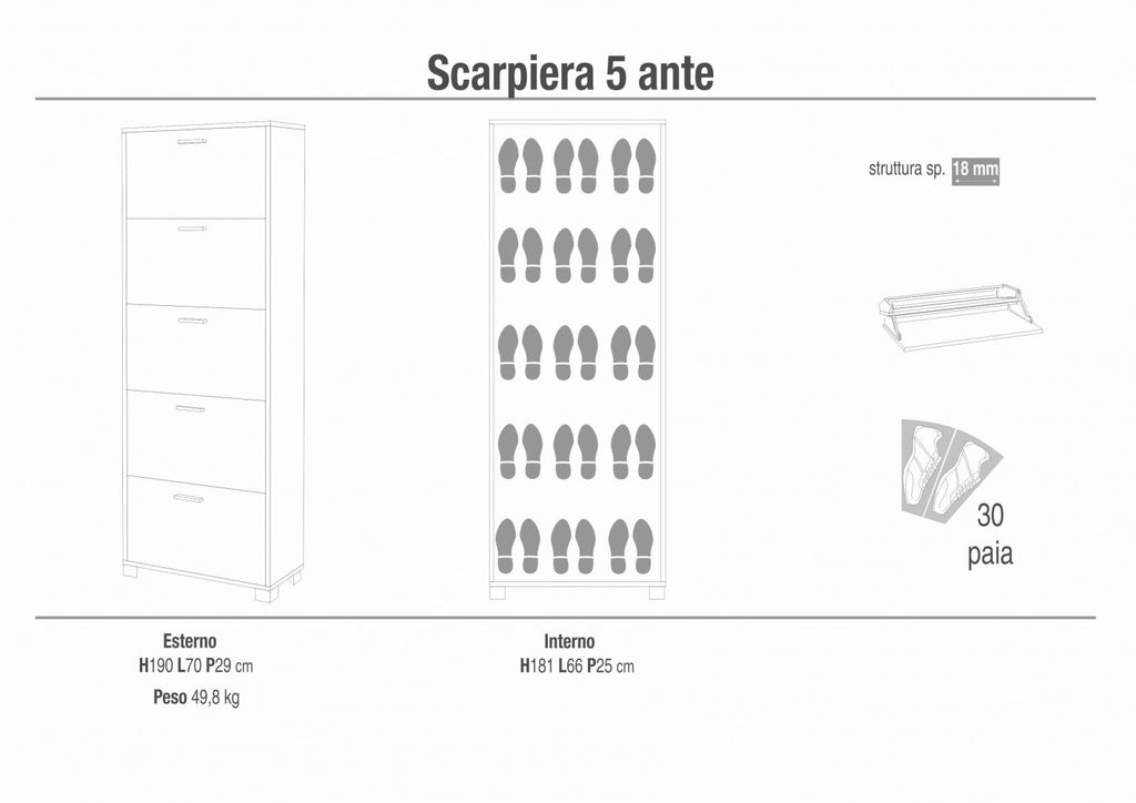 SCARPIERA 5 ANTE P.29 NOCE STELVIO E OSSIDO BIANCO