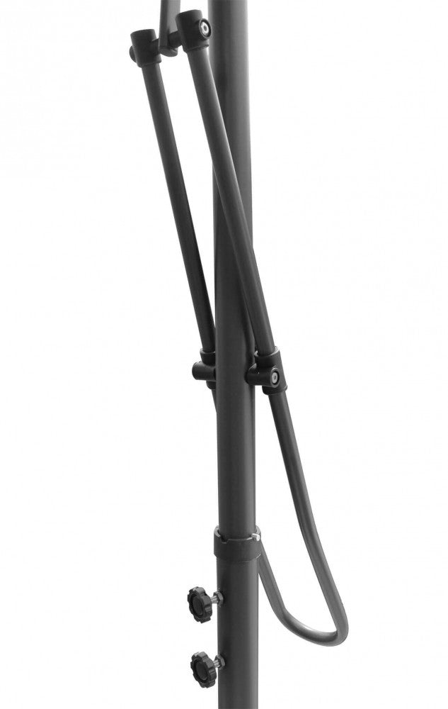 Ombrellone esterno grigio con palo laterale e design elegante